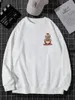 Sweats à capuche pour hommes en colère dessin animé Akimbo Bear motif hommes à capuche mode automne pulls décontracté col rond vêtements de sport Hip Hop polaire mâle