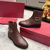 Herbst neue Damen VLOGO Signature Stiefeletten Luxus Designer klassische V-Schnalle Innenseite Reißverschluss Martin Stiefel Schaffell Innenfutter rutschfeste Sohle Damen Booties