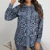 Giacche da donna Donna Primavera Autunno Camicia sottile Cappotto Risvolto Manica lunga Monopetto Leopard Patchwork Colore Giacca ampia