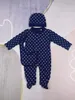 Småbarn spädbarn romper babykläder set pojkar flickor full ärm bomull mjuk jumpsuits rompers hatt haklapp 3 st/set suit012