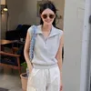 Women's Sweaters Korean Chic Half Zipper Sleeveless Knitted Vest All-match Casual Outdoor Summer Sweater Fashion Elegant Solid Jumpers