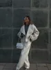 Женский полушерстяной белый шерстяной укороченный топ, куртка с V-образным вырезом и длинными рукавами, утепленный кардиган, пальто 2023, осенне-зимняя модная женская уличная одежда 231011