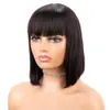 Synthetic Wigs Human Hair Wigs Bob Wigs with Bangs Short Straight Hair Wigs 100% Brazilian Remy Human Hair None Lace Front Wigs Glueless Wigs 231012