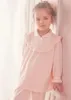 Pajamas Children Girl's Lolita Pink Pajama Sets.Turndown Collar TopsPants.Vintage Toddler Kids Pyjamas set.Royal Style Sleep Loungewear 231012