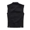 Men's Vests Denim Vest Men Punk Rock Rivet Cowboy Black Jeans Waistcoat Fashion Motorcycle Style Sleeveless Jacket M6XL 231011