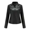 Couro feminino falso moto motociclista jaqueta com zíper outono primavera motocicleta 2023 preto vermelho café damasco chaqueta cuero mujer 231011