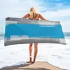 Serviette de bain en microfibre, texture artistique abstraite, bleu gris, pour salle de bain, piscine, bord de mer, plage douce, séchage rapide, visage de sport