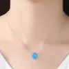 Colliers pendants 925 Siltling Silver Fashion Long Chain Collier Collier Collier Bijoux Fashion Blue Opal Palm Hamsa Collier à main Femme Gift 231012