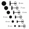 スタッドイヤリング6ペア3mm-8mmブラックラウンドセット男性用のステンレス鋼の耳スタッド黒/銀/金/カラフル/ローズゴールド/ブルー