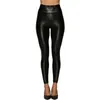 Klub nocny Kobiety seksowne legginsy podnoszenie skóry skórzane Casual Black Pu Pants High talia Leggins Modne spodnie Nowe rajstopy