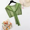 Scarves Charming Small Shawl Candy Color Skin-Touching Women Sunscreen See-through Knitting