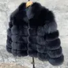 Women's Fur Faux 60cm Coat Warm Stylish Natural Jacket Vest Stand Collar Long Sleeve Leather Wholesale 231012