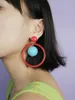 Boucles d'oreilles pendantes R121 Dopamine fille fête grand cercle rose vert rouge bleu perles de contraste grande femelle acrylique pour les femmes