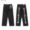 Calças de brim masculinas 2023 osso bordado jeans para homem ins streetwear marca de moda baggy tendência de perna larga casual calças de perna reta l231011
