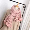 Scarves Fashion Solid Winter Cashmere Knitted Scarf For Women Design Warm Shawl Wrap Thick Blanket Pashmina Neckercheif Poncho Bunfanda