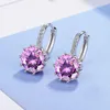 Boucles d'oreilles cerceau Simple femme 925 timbre Plata 9 couleurs coupe princesse grand Zircon rond pour les femmes Bijoux déclaration Bijoux