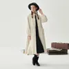 Kvinnorjackor Leorlax Original Design Round Neck Lantern Sleeve Loose Jacquard Cotton Linen Long Coat Japanese Simple Autumn and Winter Women 231011