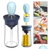 BBQ Tools Accessories Portable Oil Sauce Spice Bottle Dispenser med Sile Brush för matlagning Bakning Smak Kök Kök Matklass Can Dhntd