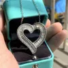 Big Heart 100% 925 Srebro Srebrny Diamentowy wisiorek CZ Zęczenianie Wisiorki Weselne Naszyjniki dla kobiet rocznica biżuterii 309B