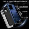 Defender Hybrid Layer Cases für iPhone 15 Plus 14 13 Pro MAX 12 Magnet Autohalterung Metall Fingerringhalter Harter PC Weicher TPU Kickstand Schiebekameraobjektiv Telefonabdeckung