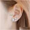 New Fashion Simated Pearls Pendient Angel Wings Leaf Feather Flowers Stud Earrings For Women Wedding Jewelry Dhgarden Otn32