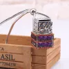 Großhandel Cube Parfüm Flasche Diamant Parfüm Glasflaschen Auto hängen Parfüm Rückspiegel Ornament Hang Seil Anhänger leere Verpackung Flaschen oben