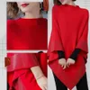 Shawls Fashion Rhinestone Knitted Shawl Batwing CapeCloak Loose Soft Woman Poncho Cape Pullover Sweater Coat 231012