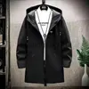 Men's Trench Coats 2022 New Men's Thin or Thick With Velvet Windbreaker Men Hooded Printed Overcoats Casual Long Trench Coats Male M-4XL J231012