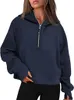 Sweat à capuche de plongée pour femme automne hiver costume de yoga sweat à capuche de plongée demi-zip pull de sport pour femme veste de gym ample fitness manteau court en peluche sweat-shirt pull pour femme