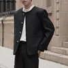 Męskie koszule Inderun Tops 2023 Style koreański tkana tekstura streetwear męska solidna bluzka z długim rękawem S-5xl