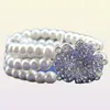 Rhodium Silver Tone Ivorycream Pearl Bridal smycken Set Wedding Necklace Armband och örhängen sets3858358