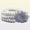 Rodium Silver Tone IvoryCream Pearl Bridal Jewelry Conjunto de colar de casamento Bracelete e brindes 7953189