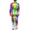 Vêtements de nuit pour hommes Lèvres LGBT dans les couleurs du drapeau arc-en-ciel Pyjamas Pride Hommes à manches longues Ensemble mignon 2 pièces Casual Automne Design Home Costume Cadeau