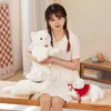 Weihnachtsspielzeug liefert Simulation weiße Katze Plüschtier niedliche Kuscheltiere Peluche Puppen realistisch mit Glocken Mantel Kinder R231012