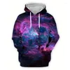 Men's Hoodies 3d Colorful Starry Sky Print Long Sleeve Sweatshirt Loose Casual Oversize Men Clothing Autumn Hooded Fashion For
