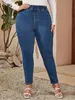 Calças femininas plus size jeans plus size para mulheres cintura alta elástica feminina jean lápis comprimento total elástico skinny lady curvy jeans 200kgs jean para mamãe 231011