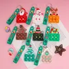 Pop Fidget Christmas Tree Pendant Keychain Squeeze Stress Relief Sensory Hand Toy Silicone Party gynnar silikonbubblor leksaker