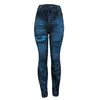 Leggings Femmes Femmes Sexy Imitation Jean Skinny Jeggings Pantalon Plus Taille Bas Mode Classique Extensible Slim