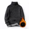 Männer Pullover Winter Fleece Rollkragen Männer Mode Slim Fit Gestrickte Pullover Herren Einfarbig Casual Männlichen Warme Strickwaren 231012