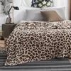 Coperta Super Soft Coral Fleece Flanella Leopard Stripe Stampato Divano Letto Copriletto Plaid 231011