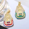 Charms Juya Handgemaakte Micro Pave Zirkoon Ronde Eagle Emaille USA Vlag Voor DIY Vrouwen Mannen Punk Hanger Sieraden Maken