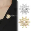 Pearl Rhinestone Snowflake Brooches for Women Girls Metal Cardigan Scarf Shawl Safety Brooches New Year Party Christmas Gifts