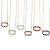 Anhänger Halsketten 2023 Ankünfte Aushöhlen Kleine Ovale Rahmen Inlay Mehrfarbige Kristall Halskette Für Frauen Mädchen Mode Schmuck