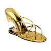 Sapatos de vestido mais novo design sapatos de luxo para mulheres peculiar tigre dentes cunha salto alto aberto dedo do pé oco cruz cinta chinelo 231011