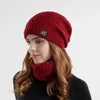 Ensembles de chapeaux et écharpes unisexe hiver bonnet chapeaux Snood ensemble chaud ondulé tricoté thermique chapeau cache-cou épaissir doublé de fourrure chapeau d'hiver écharpe pour femmes hommes 231012