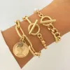 Nieuwe Ins-armbandset Multi-gelaagde armband Dames Eenvoudige dikke ketting Vlinderslotarmband Verstelbaar voor dames Charms Vsco Vriendschap