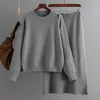 Women's Two Piece Pants Winter Loose Casual Pant Set Full Sleeves Grey Sweater Pullovers And Trousers 2 Pieces Clothing Suits