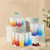 25oz Sublimation tumbler Glass Can Gradient Color Creative Sequins shape Bottle with Lid and Straw Summer straight Drinkware Juice277O