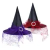 Chapeau de sorcière d'Halloween, accessoire de décoration en toile d'araignée, chapeau de fête pour adultes et enfants, chapeau de boule