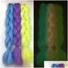 Inne świąteczne zapasy imprezowe Lumous Jumbo Braid 24-calowe Cloghet Blaids Włosy Przedłużenie Pink Biały Purple Blue Extensions Party Supp Dh2U0